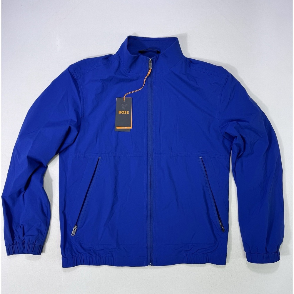 Hugo Boss Men 38R Blue Packable Bomber Jacket NWT Full Zip Golf Active Olastic